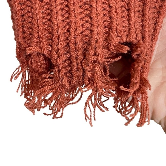 EE: SOME - STYLE #SK2067 COLOR BLOCK TATTERED DISTRESSED LOOSE KNIT SWEATER B6 - Picture 5 of 9